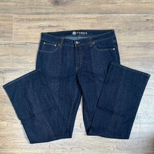THRE3 | Women's Classic Straight Leg Jeans Indigo Dark Blue Size 12